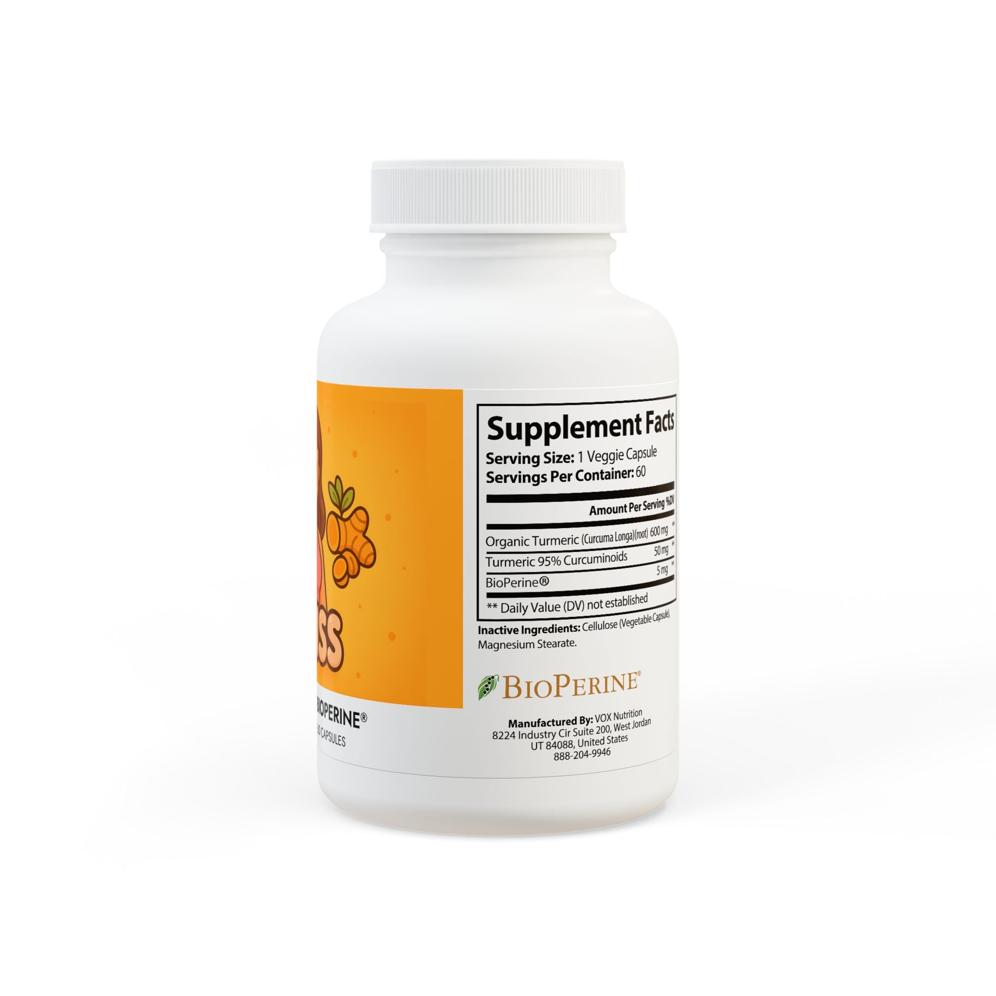Turmeric with BioPerine® (Black Pepper Fruit Extract) Supplement (60 Capsules)